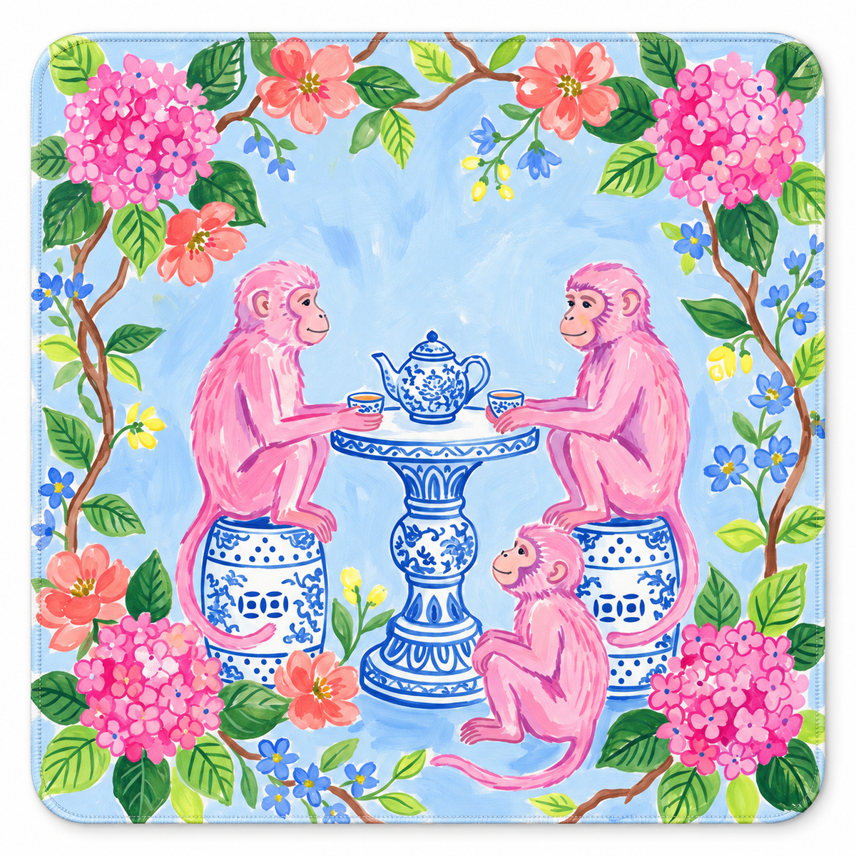 Monkey Garden Party Mahjong Mat