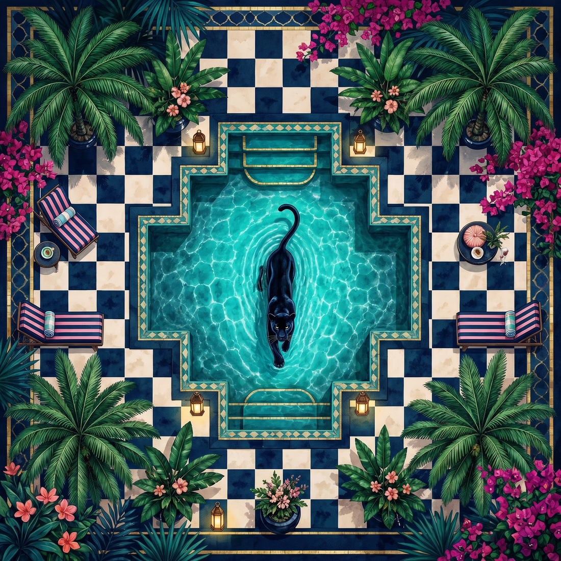 Midnight Oasis Mahjong Mat