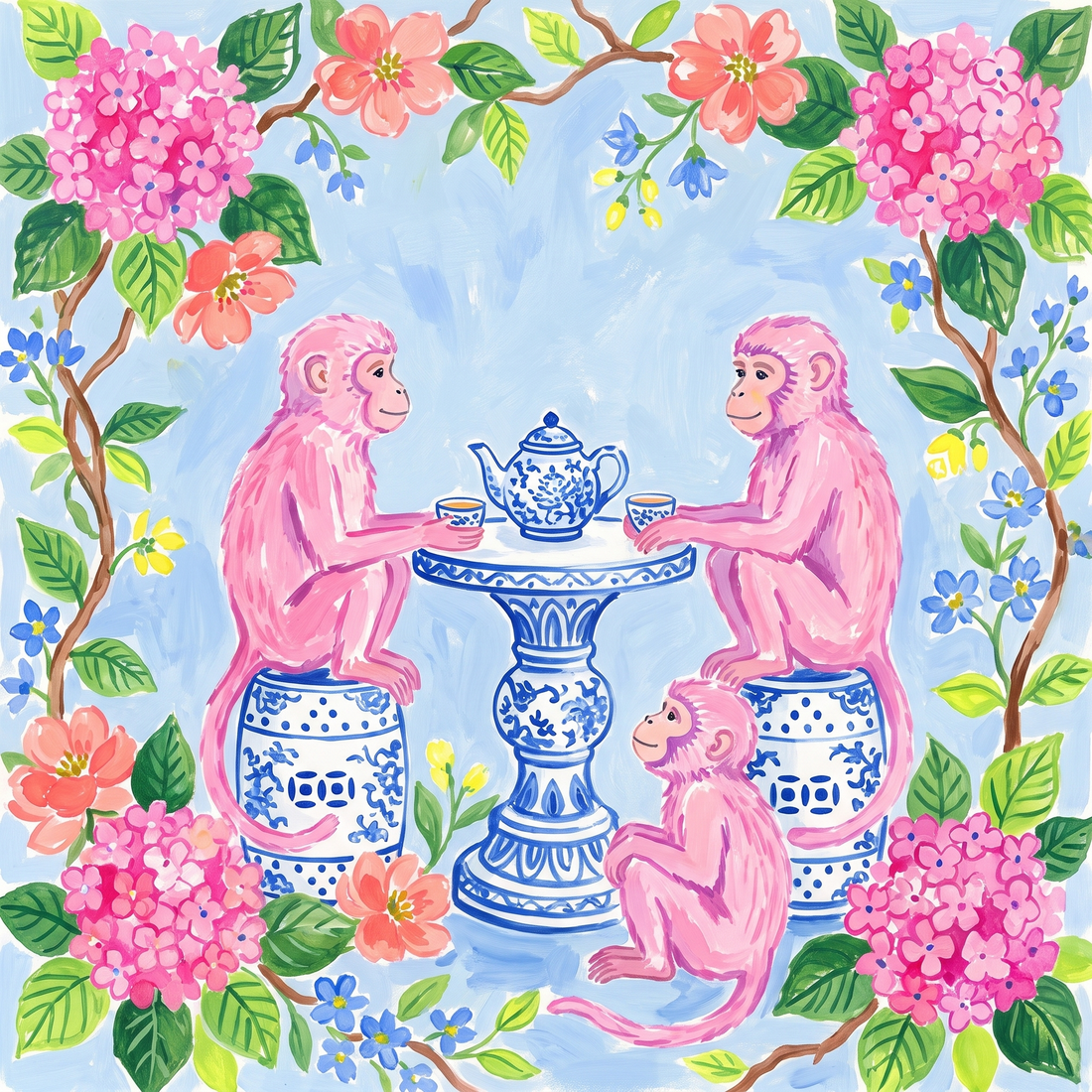 Monkey Garden Party Mahjong Mat
